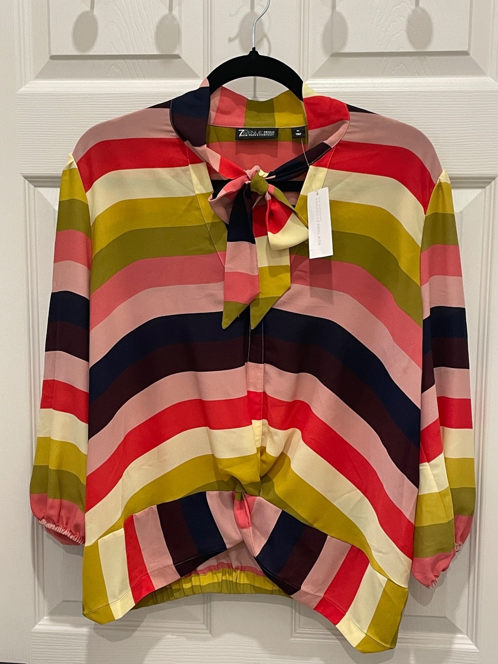 Multi-Stripe Tie-Neck Blouse NWT